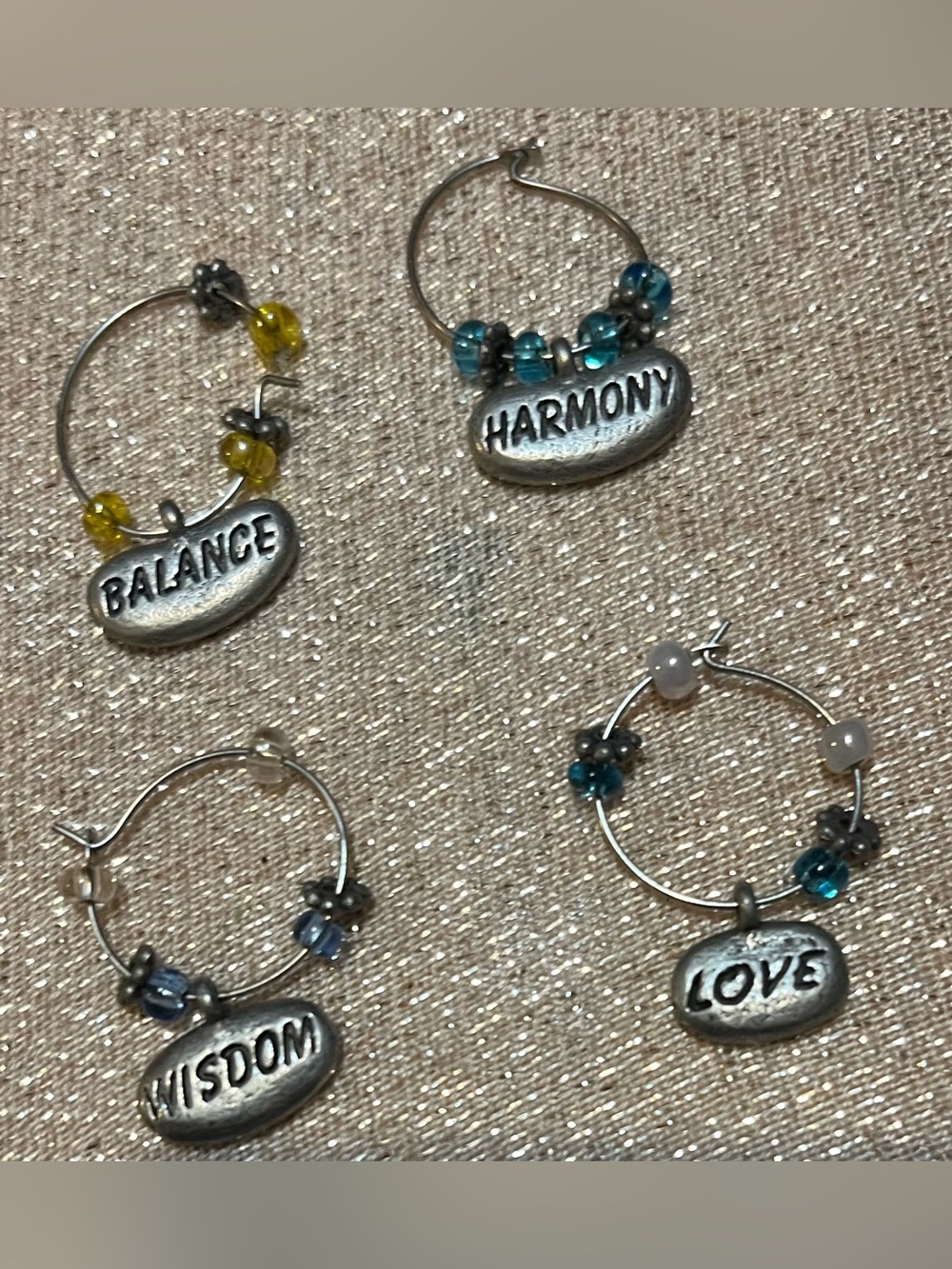 Handcrafted Wine Glass Charms Inspirational Words Silver Tone Pewter Pendents 4 - Picture 2 of 6